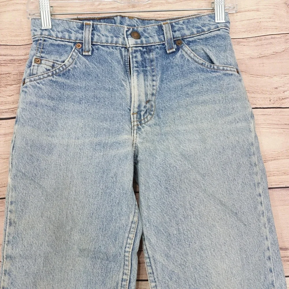 Vintage Levis 510 Regular Jeans Boys 25x25 Blue Denim Made USA Orange Tab